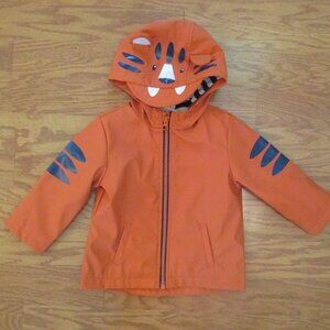 Little Me Baby Boy Orange Tiger Raincoat Hood TigerHead Size 18M Toddler